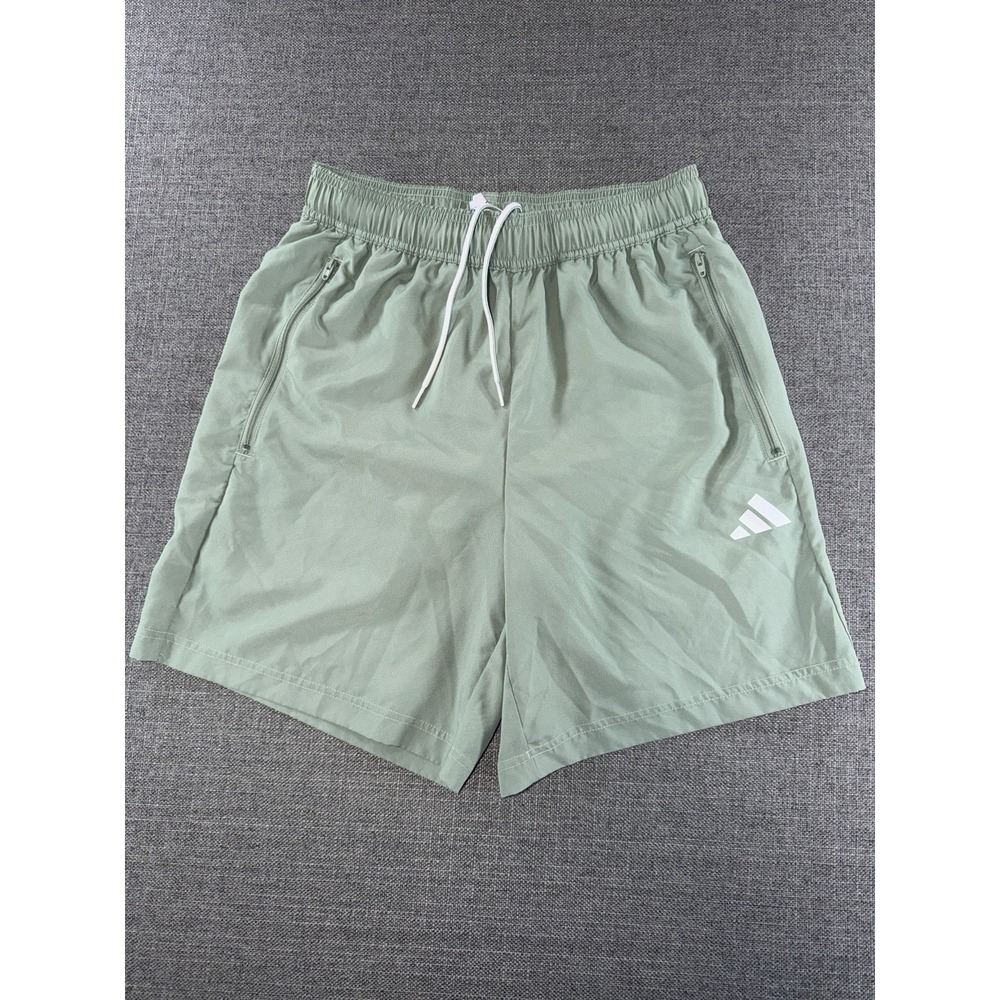 Adidas Swim Trunks Shorts Sage Green Drawstring Zip Pockets Men's Small‎